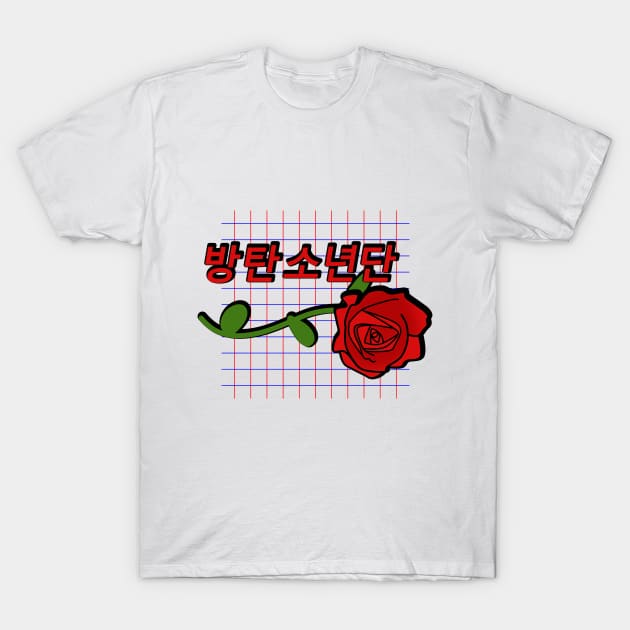 BTS Retro Rose T-Shirt by HoneyBliss